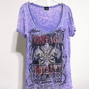 Vintage Royalty Embellished Purple T-Shirt